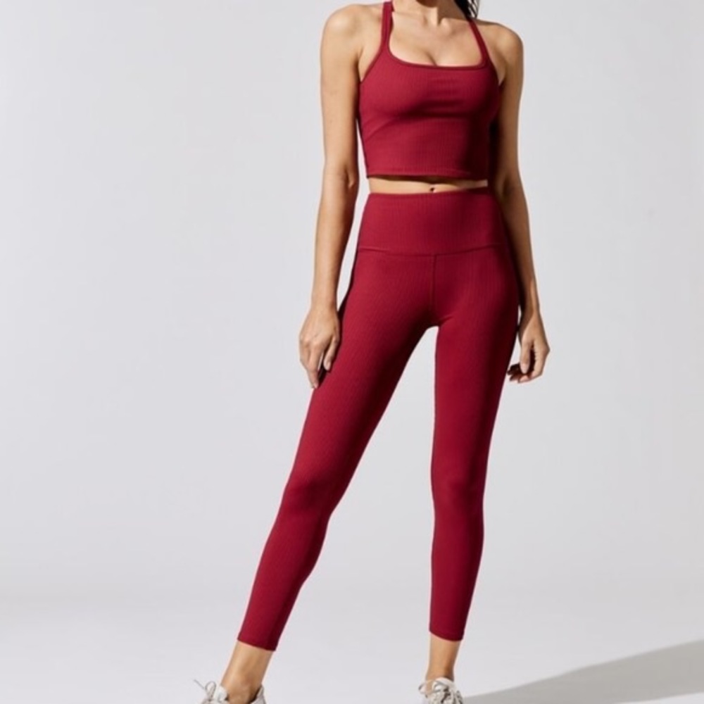 Carbon38 Ribbed 7/8 Legging + Cami/Bra Sz S